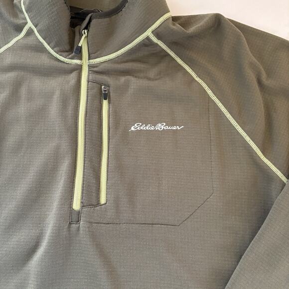 Eddie Bauer Men’s XL Fleece Lined Free Heat Green 1/4 Zip Shirt Thumb Holes - Picture 5 of 16